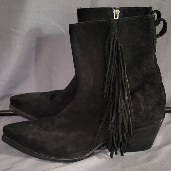 Tecovas Black Fringe Ankle Booties - Picture 2 of 6